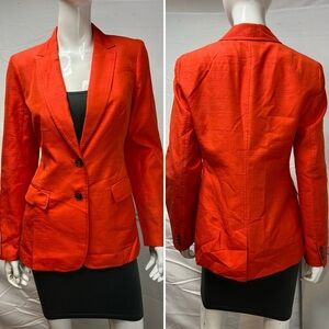 Banana Republic Women’s 8 Textured Silk Blend Burnt Orange Blazer Jacket